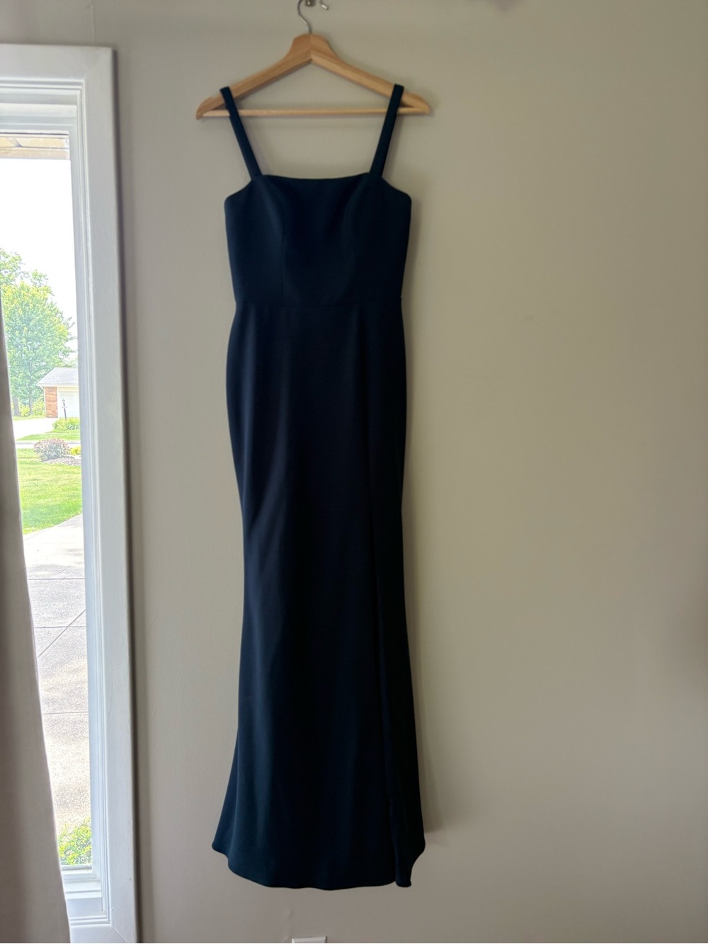 Azazie Navy Square Neck Maxi Gown